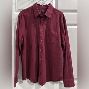 Untuckit Sherwood Flannel Button Up Shirt Mens Sz XL Maroon Slim Fit L/S Casual